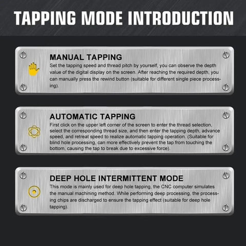 Tapping mode introduction for Tough As Nails Electric Tapping Machine With M3 To M16 Capacity and 360 Degree Universal Flexible Arm.