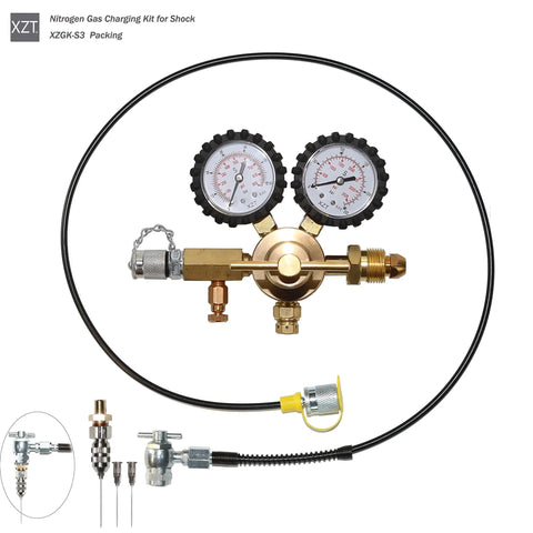 Nitrogen Regulator Kit With Gauge For Shock Absorbers, 0 To 3600 PSI Range, 0 To 600 PSI Delivery, 3 Ft Hose, CGA580 Tank Connector