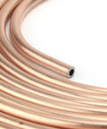 Close-up of Twenty Five Foot Copper Plated Brake Line Tubing Three Sixteenth Inch Coil With Easy Bend Flare For Hydraulic