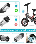 44V Lead Acid Battery Charger For 36V Scooters And E Bikes With 3 Pin Male XLR Connector shown next to compatible scooter