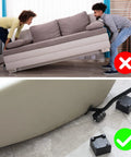 Heavy Duty Furniture Moving Kit For Hard Floors Lift Up To 1000 Lbs With 1 Lifter Tool And 4 Heightening Blocks shown moving sofa