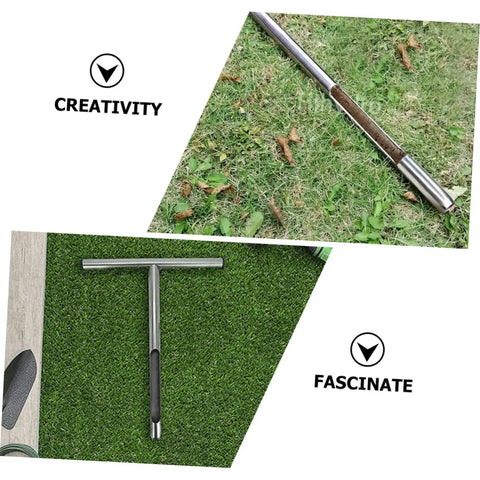 Soil Sampling Tool With T-Handle, Stainless Steel Core Probe for Contractors and DIY Farmers on grass, durable and easy to clean.