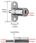Tough As Nails Push Plunger Cabinet Door Locks Machined Steel Sliding Drawer Latches measurements with dimensions.