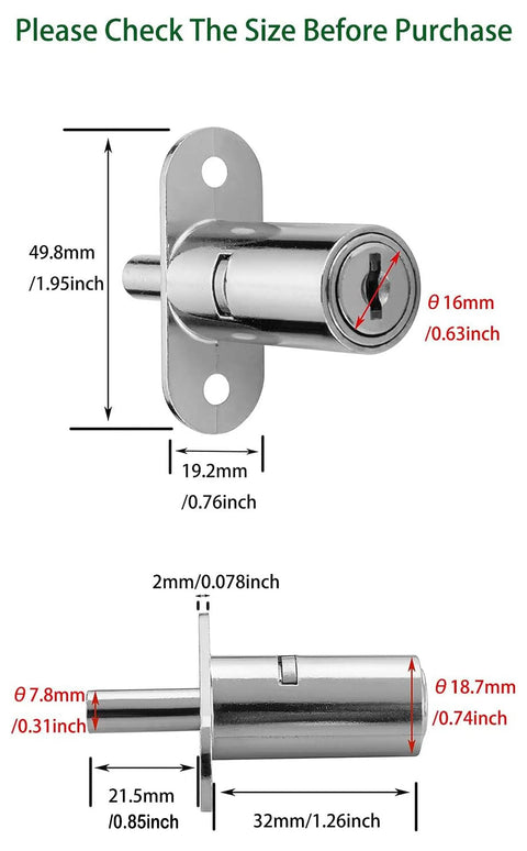 Tough As Nails Push Plunger Cabinet Door Locks Machined Steel Sliding Drawer Latches measurements with dimensions.