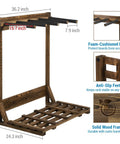 Rustic Burnt Wood Freestanding Surfboard Rack, 4 Foot Tall Vertical Stand with foam-cushioned rods and anti-slip feet