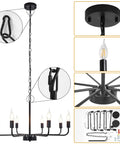 Matte Black Chandelier For Dining Room Living Room Foyer And Kitchen Island With 8 Lights Modern Farmhouse Rustic Industrial Pendant Light Fixture For Ceiling Mount Dope Vibe That Slaps