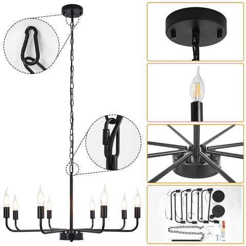 Matte Black Chandelier For Dining Room Living Room Foyer And Kitchen Island With 8 Lights Modern Farmhouse Rustic Industrial Pendant Light Fixture For Ceiling Mount Dope Vibe That Slaps
