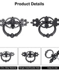 Vintage Ring Drawer Pulls Set of 2 Black Zinc Alloy Dresser Knobs With Screws Retro Style Handles for Furniture Cabinets