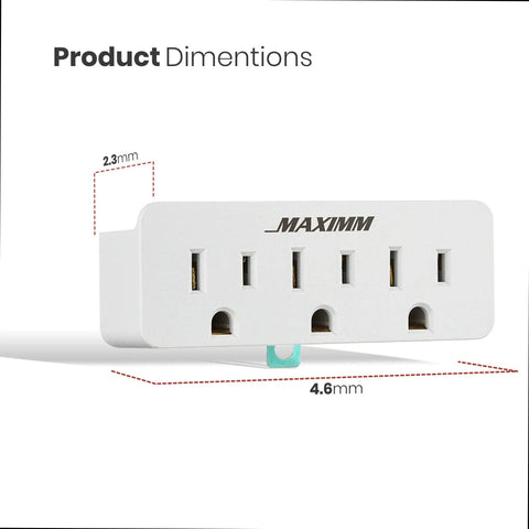 Turn A 2-Prong Outlet Into Three Grounded Outlets With A 3-Pack White Adapter Converter, 2-To-3 Prong Grounding, ETL Listed Fireproof 395F, Space-Saving Plug-In Extension For Home, Office, Dorm, And Travel