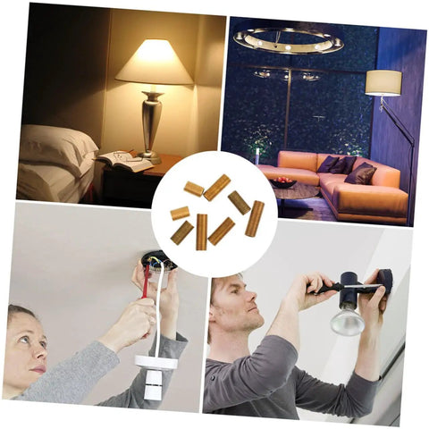 Heavy Duty Brass Lamp Thread Pipes Kit With Easy Install Threaded Rods For Lamp Hardware Built Tough DIY Repair Solutions For Light Fixtures And Lamps Quick Upgrades displayed with various lamps and installations.