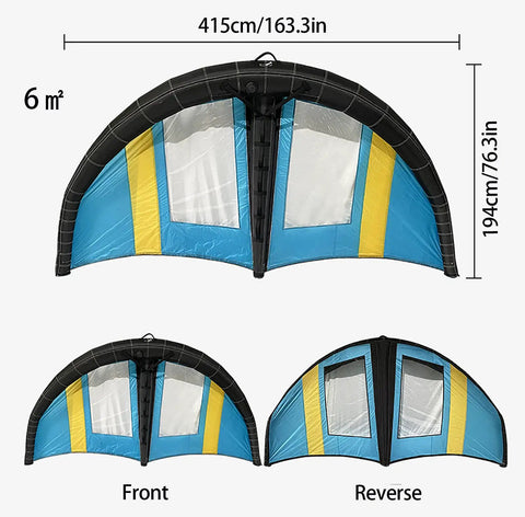 Unbreakable Inflatable Wing Foil For Kitesurfing And Surfboarding Ultra Portable Window Design 6㎡ Front and Reverse Views