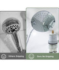 Comparison of dripping showerhead vs no drip using Shower Cartridge Replacement For 13 And 14 Series Single Handle Faucets No Drip Fix, Compatible With MultiChoice Rough In Valve, OEM Design, Leak Proof And Durable RP46074.