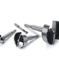 Heavy Duty High Carbon Steel Forstner Bit Set Featuring 24 Pieces For Drilling Precision Flat Bottom Holes In Raw Timber And Lumber Comes Loaded With A Nifty Wooden Storage Crate That Keeps Gear Organized And Ready - Close-up of various drill bits.
