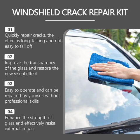 Person using Chip And Crack Windshield Repair Kit With Quick Fix Resin For Chips And Cracks on car windshield
