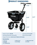 Beast Of A Heavy Duty Walk Behind Lawn Spreader With 80 Lb Capacity, 12 Foot Spreading Width, 13 Inch All Terrain Wheels, Adjustable Flow Control