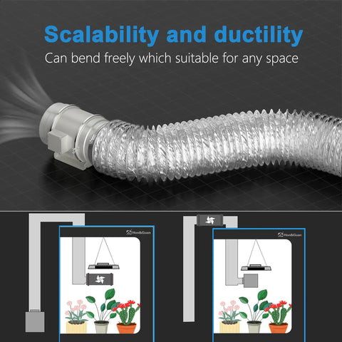 5 Inch Dryer Vent Hose Flexible Aluminum Duct 5 Feet Long For Tight Space Exhaust Vent For HVAC Heating And Cooling Includes Two Clamps Easy Install And Secure Fit For Laundry Rooms And Small Closets.