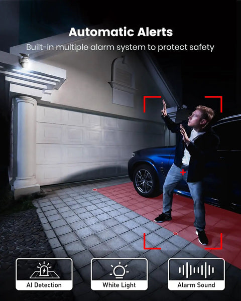 Man detected by Outdoor Solar Camera Security No Wires Needed With Fixed Solar Panel, 360 Degree Panoramic View, Human Auto Tracking