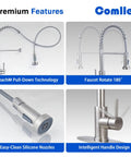 Rock Solid Brushed Nickel Kitchen Faucet With Pull Down Sprayer And 18.5 Inch High Arc Spout, showcasing premium features like ReachM technology.