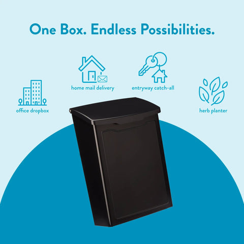 Black Marina Wall Mount Mailbox For Outdoor Use Small Weather Tough Galvanized Steel With Rust Resistant Powder Coat Finish All Weather