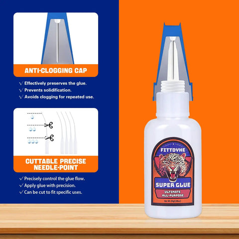 Clear Fast-Drying Waterproof Adhesive For Plastic Metal Wood Rubber Ceramic Leather Rhinestones Jewelry Making DIY Crafts Office Repairs 30 g Heavy-Duty Bond bottle with anti-clogging cap and cuttable precise needle-point.