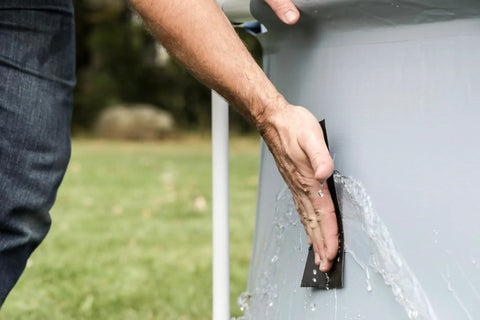 Heavy Duty Waterproof Repair Tape For Wet And Rough Surfaces Including Underwater Leaks Patching Up Like A Pro Indoors Or Outdoors 2 Inch By 5 Foot Black One Roll applied to leaking pool