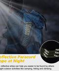 Reflective Paracord 1000Lb Heavy Duty 4Mm 13 Strand Parachute Cord shown on backpack at night, enhancing visibility.