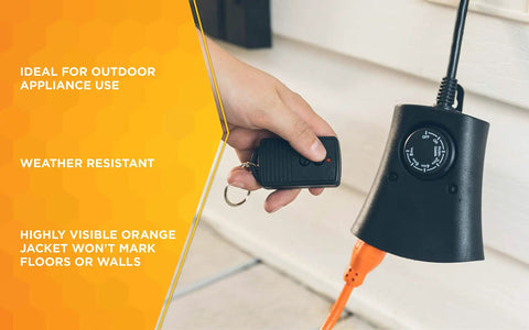 Lite Duty Outdoor Extension Cord For Landscaping And Yard Tools 16 Gauge SJTW Vinyl Jacket Molded Plug Bright Orange Finish 100 Foot Length