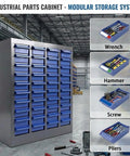 Heavy Duty 40 Drawer Parts Cabinet With ABS Drawers And Metal Frame, Nut And Bolt Organizer for garage and workshop use
