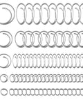 80 Piece Stainless Steel Cotter Ring Kit With Five Sizes, 316 Grade Marine Hardware arranged in rows displaying various sizes.