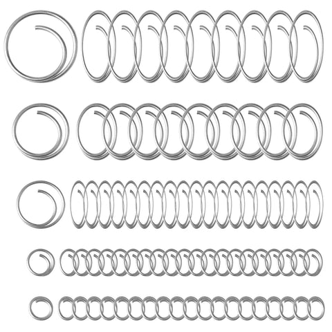 80 Piece Stainless Steel Cotter Ring Kit With Five Sizes, 316 Grade Marine Hardware arranged in rows displaying various sizes.