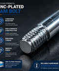 Close-up of zinc-plated cam bolt showcasing corrosion resistance and precision threads, part of 10 Pcs 35mm Cam Bolts for Furniture Assembly and Repair M6 Cam Connector Bolts for Cabinets Drawers Wardrobes and Tables Zinc Plated Iron for Durable Corrosion Resistant Boss Level Strength and Easy Installation.