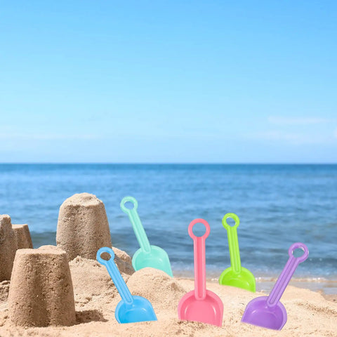 24 Pack Beach Shovels For Kids, 7 Point 7 Inch Plastic Sand Scoops In Bright 5 Colors, Bulk Beach Toys For Sand Play on sand