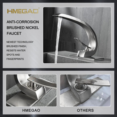 Brushed Nickel Bathroom Faucet With Single Handle Basin Mixer For 1 Hole Or 3 Hole Sinks Includes 6 Inch To 10 Inch Deck Plate