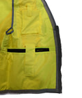 Heavy Duty Hi Vis Safety Vest With 3M Reflective Tape Class 2 Engineer Workwear Built Tough For The Daily Grind interior showing roomy flap pockets in vibrant yellow.