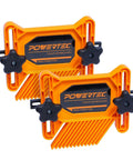 PowerTEC featherboard pair in orange with black star knobs; tandem design for table saw and router tables, 2-pack.
