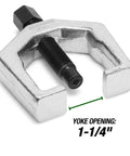 Beefed-Up Heavy Duty Pitman Arm Puller With Drop Forged Yoke for cars, 1-1/4 inch opening, shown in metallic finish