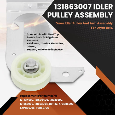 Easy DIY Dryer Drum Rear Bearing Kit And Drive Belt With Idler Arm Replacement For Frigidaire And Kenmore Dryers image
