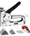 3 In 1 Heavy Duty Staple Gun Set With Remover All Steel Construction 2000 Staples Pro Grade Manually Operated For Upholstery
