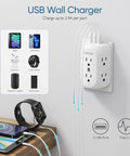 9 In 1 Wall Outlet Splitter With 6 Wide Spaced Outlets And 3 USB Ports Converts A Two Prong Outlet To A Grounded Three Prong