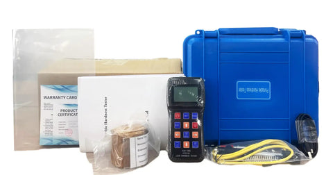Pro Grade Leeb Hardness Tester Meter 170 To 960 HLD for Metals Durometer Tester With HL HB HRB HRC HRA HV HS Scales Includes Standard D Type Impact Device And D Test Block For Steel Iron Bronze Copper And 10 Materials, blue case kit