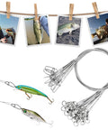Stainless Steel Fishing Leader Wire for Saltwater and Freshwater Rigs and Lures Size 2 50 Pound Strength 11.8 Inch Length White Nickel Finish 20 Pieces Durable Snap Leader Wire, rigged lures