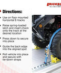 Movable Wheel Chock For E Track System, Heavy Duty Steel, Rust Resistant Powder Coat Finish, Quick Lock with ATV