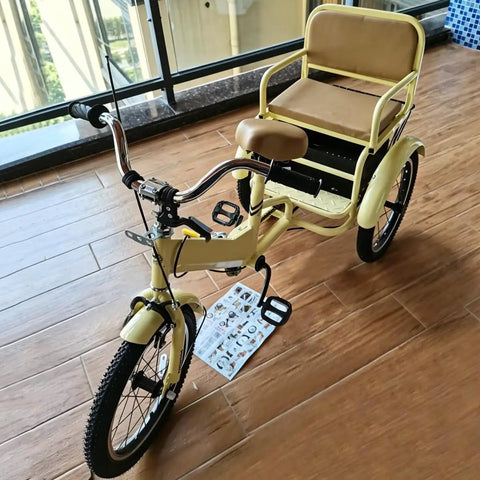Three Wheel Kids Bicycle For Ages Three To Ten, Tandem Trike With Passenger Seat, Dual Brakes, Adjustable Handlebar, Indoor View