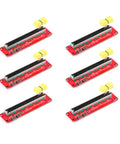 Dual Channel 10K Slide Potentiometer Module Pack With Analog Output For Arduino AVR Projects Ultra Compact 90 By 20 mm Lightweight 20 G Handy Plug N Play Sliding Adjustable Resistor Module Set, showing six red modules with yellow connectors