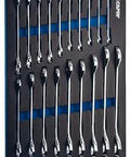 Angle Open End Wrench Set With 30 Degree And 60 Degree Angles, 6 To 24 Mm Metric, 19-Piece With Mechanic Tray on display