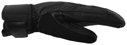 Side view of Unisex ULLR Three Finger Ski Glove For Warmth And Dexterity Waterproof And Breathable With Tech Pro Build 990 Black Medium