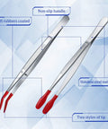 4 Piece Rubber Tipped Tweezers Set With PVC Silicone Tips Flat And Bent Styles For Lab Work Jewelry Craft Coin Stamp Tongs