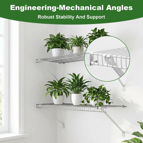 8 Pack 12 Inch Wire Shelf Brackets White Heavy Duty Shelf Support For RVs Garages Closets And Wardrobes, installed in room