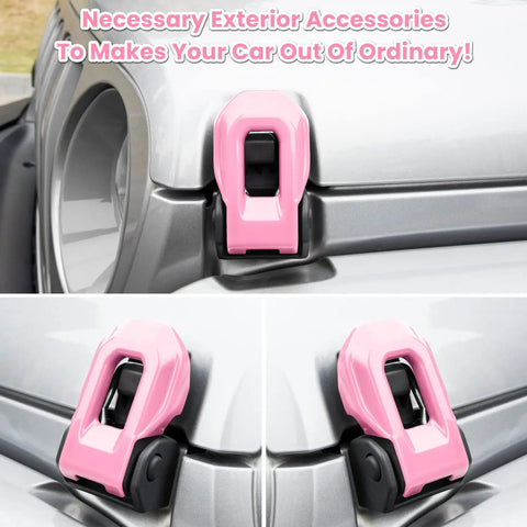 Hood Latch Lock Bracket Covers Pink 2 Pack For 2018 2019 2020 2021 2022 2023 2024 Wrangler JL JLU Unlimited Sport Sahara Rubicon Gladiator JT 2 Door 4 Door Exterior Accessories Decoration on Jeep
