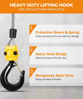 Beefy Portable Electric Hoist With 3 In 1 Control And Copper Motor, Wireless Remote And Wired Control, Lifts Up To 1543 Lbs For Quick Easy Garage Lifts heavy-duty lifting hook with manganese steel